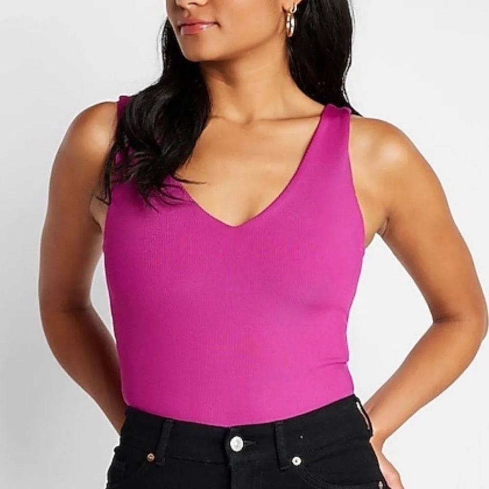 Express Magenta Ribbed Bodysuit - Picture 4 of 4
